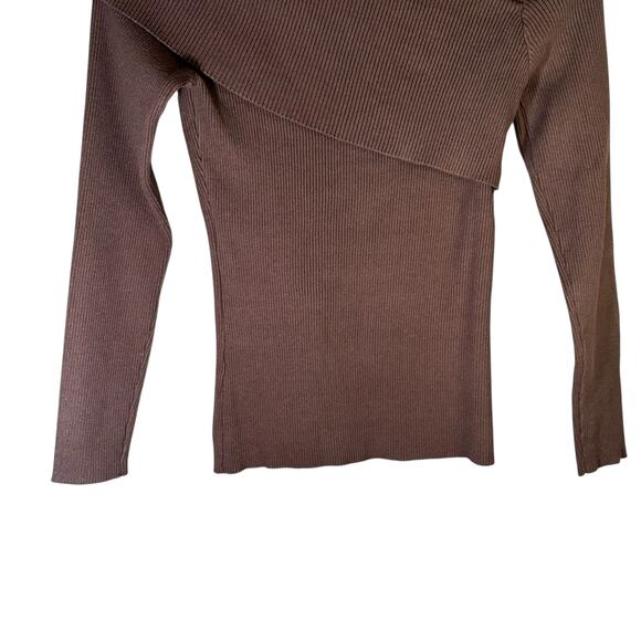 Lillusory Off the Shoulder Ribbed Sweater Brown Size XS Knit Pullover Going Out - Picture 7 of 8